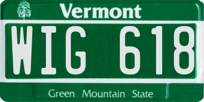 VT license plate WIG618