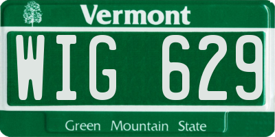VT license plate WIG629