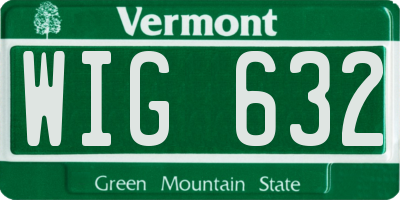 VT license plate WIG632