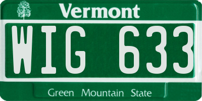 VT license plate WIG633