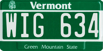VT license plate WIG634