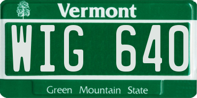 VT license plate WIG640