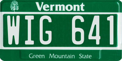 VT license plate WIG641