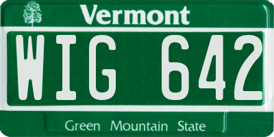 VT license plate WIG642