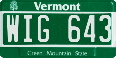 VT license plate WIG643