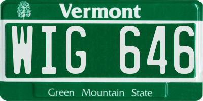 VT license plate WIG646