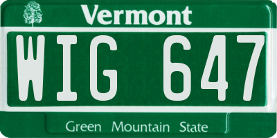 VT license plate WIG647