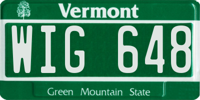 VT license plate WIG648