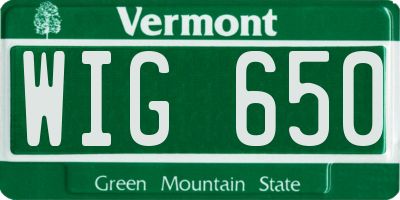 VT license plate WIG650