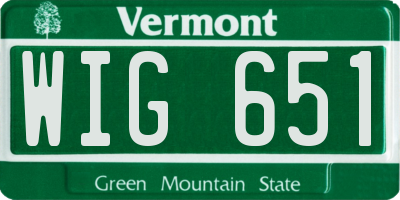 VT license plate WIG651