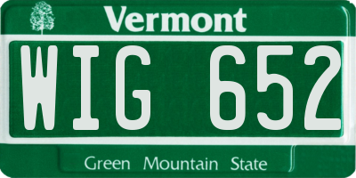 VT license plate WIG652