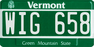 VT license plate WIG658