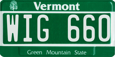 VT license plate WIG660