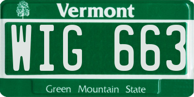VT license plate WIG663