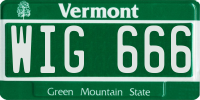 VT license plate WIG666