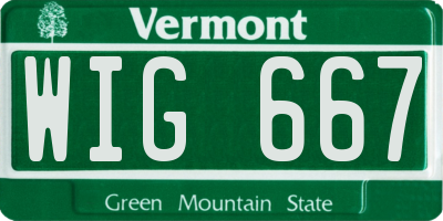 VT license plate WIG667