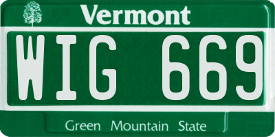 VT license plate WIG669