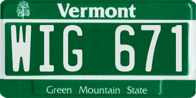 VT license plate WIG671