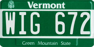 VT license plate WIG672