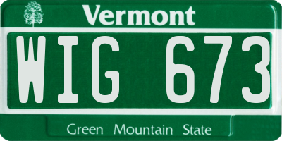 VT license plate WIG673