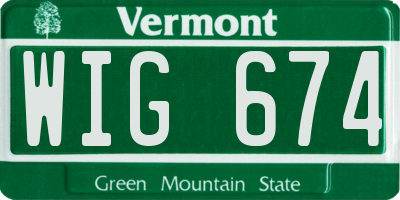 VT license plate WIG674
