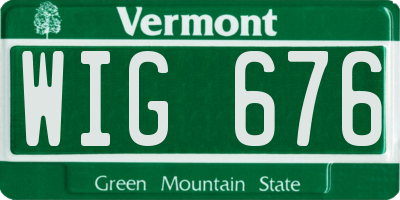 VT license plate WIG676
