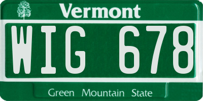 VT license plate WIG678