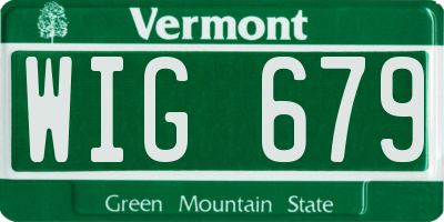 VT license plate WIG679