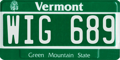 VT license plate WIG689
