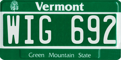 VT license plate WIG692