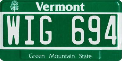 VT license plate WIG694