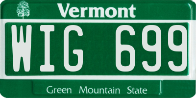 VT license plate WIG699
