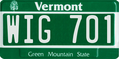 VT license plate WIG701