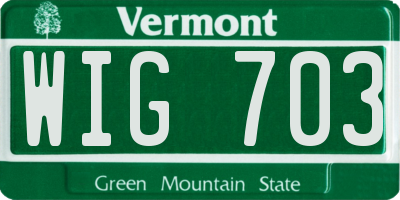 VT license plate WIG703