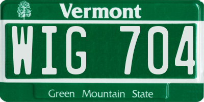 VT license plate WIG704