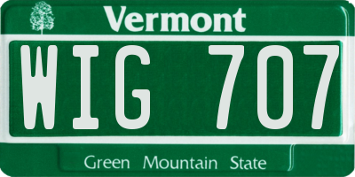 VT license plate WIG707