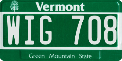 VT license plate WIG708