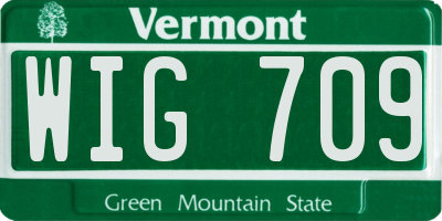 VT license plate WIG709