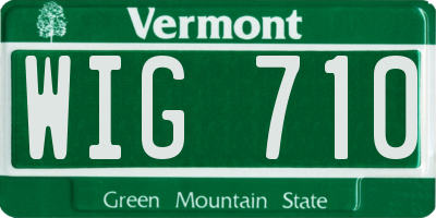 VT license plate WIG710