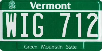 VT license plate WIG712