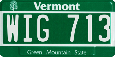 VT license plate WIG713