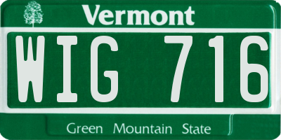 VT license plate WIG716