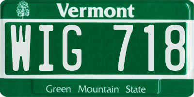 VT license plate WIG718