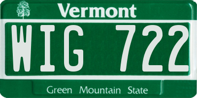 VT license plate WIG722