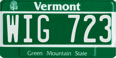 VT license plate WIG723