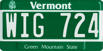 VT license plate WIG724
