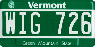 VT license plate WIG726