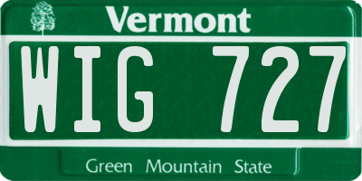 VT license plate WIG727