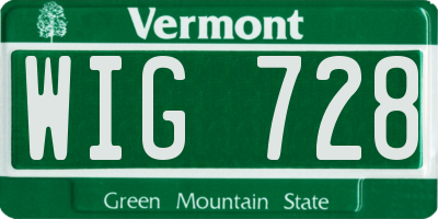 VT license plate WIG728