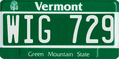 VT license plate WIG729